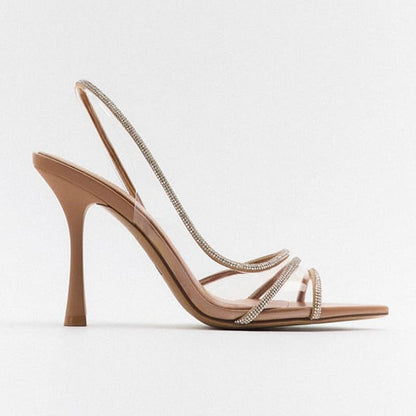Damen Slingback High-Heel Sandalen Spitze Offener Zehenbereich