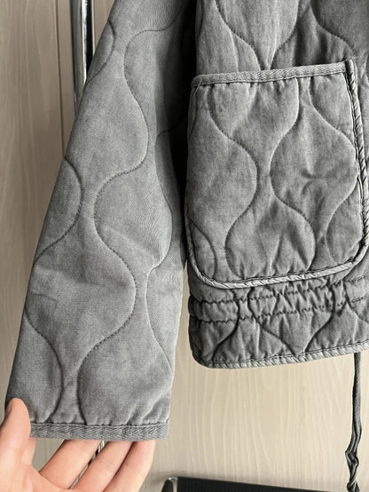 Damen Winterjacke Kuschelig Übergangsjacke mit Taschen
