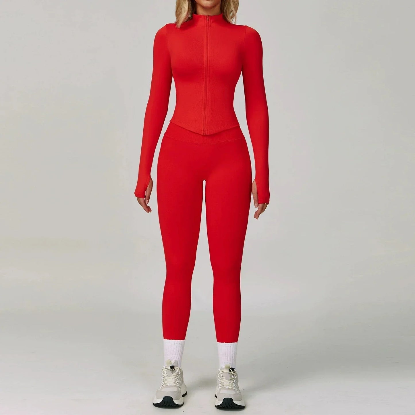 Damen Sportoutfit 3-teilig Leggings BH Jacke