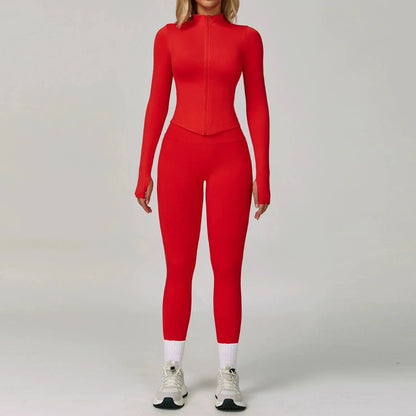Damen Sportoutfit 3-teilig Leggings BH Jacke