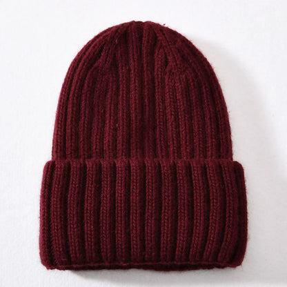 Unisex Strickmütze Gerippt Warm Beige