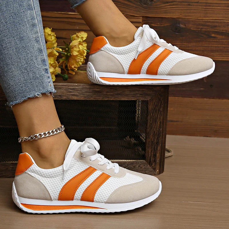 Damen Sneaker Schnürung Atmungsaktives Mesh