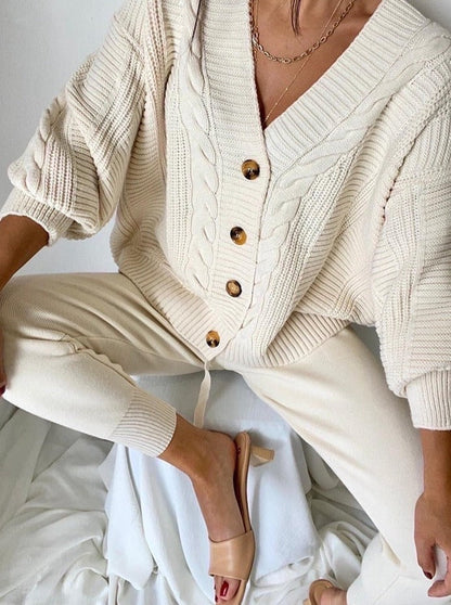 Norvielle Damen Cardigan Set aus Wolle