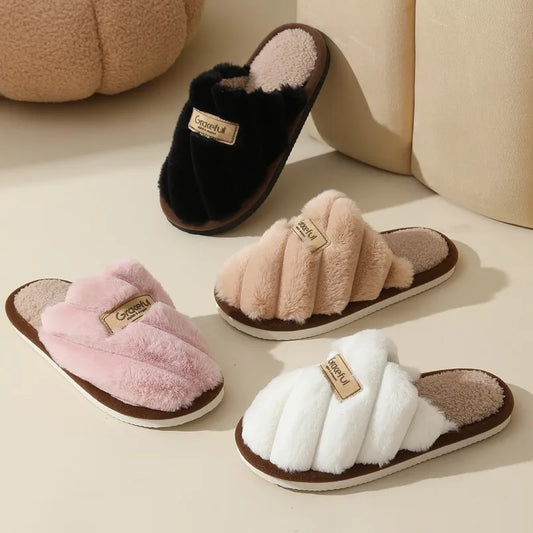 Damen Plush Slide Hausschuhe Weich Polsterung Indoor Komfort - Norvielle