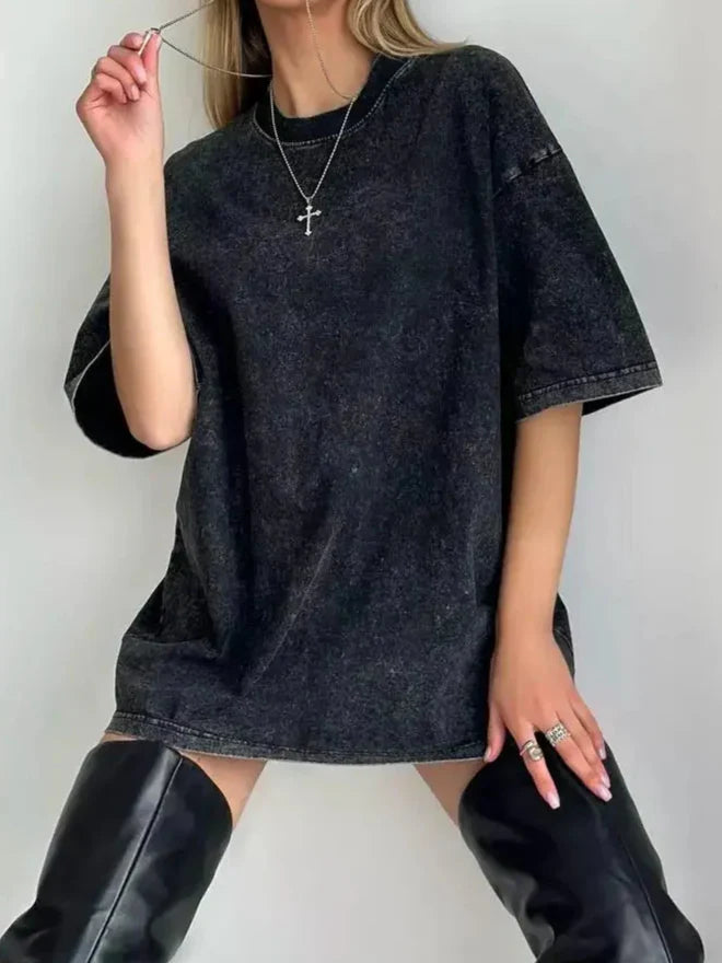 Damen Oversized T-Shirt Urban Streetstyle Grau - Norvielle