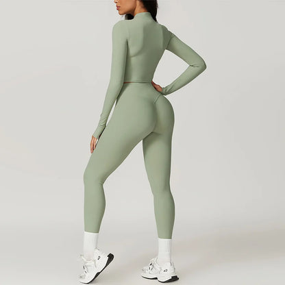 Damen Sportset 3-teilig Weste Oberteil Hose
