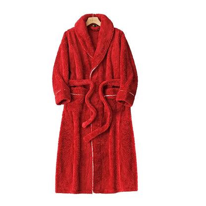 Veloura Luxus Bademantel Damen rot – eleganter Bademantel für Zuhause