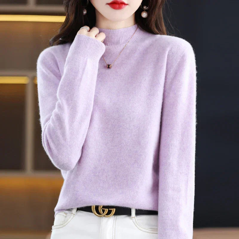 Norvielle Damen Pullover Schurwolle Natürlich Beige - Norvielle