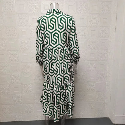 Norvielle Damen Langärmliges Kleid Geometrisches Muster