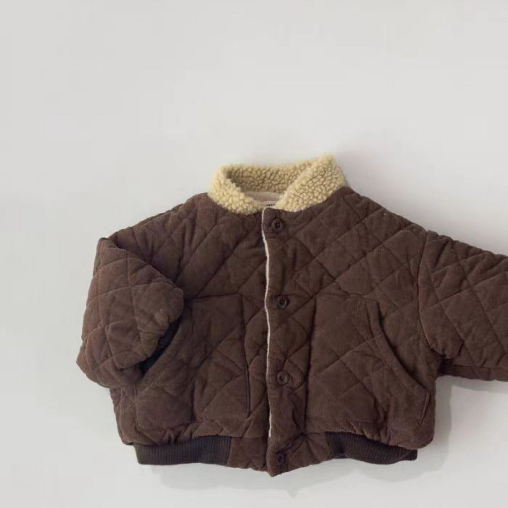Kinder Winterjacke Sherpa Gepolstert Weich Warm