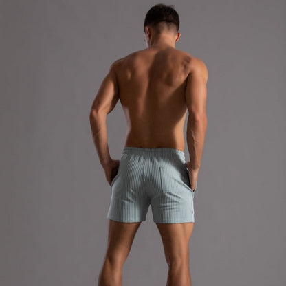 Herren Shorts Gestreift Baumwolle Beige