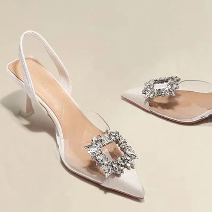 Damen High Heels Spitze Transparent Schuhe