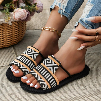 Damen Sandalen Doppelriemen Boho Stil Leder Braun - Norvielle