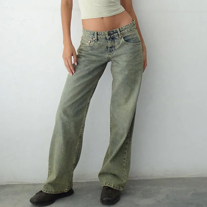 Damen Weitbein Jeans Vintage Look