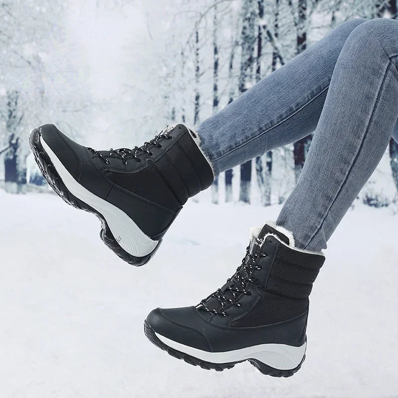 Damen Schneestiefel Mid Calf Kunstfell gefüttert Wasserabweisend