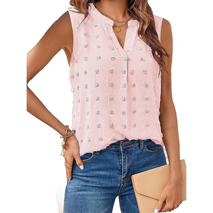 Damen Tanktop Ohne Ärmel V-Ausschnitt Bluse Sommer