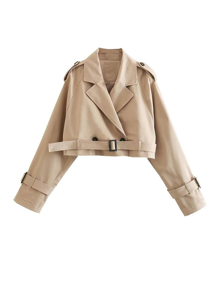 Norvielle Damen Trenchcoat Beige Kurz - Norvielle