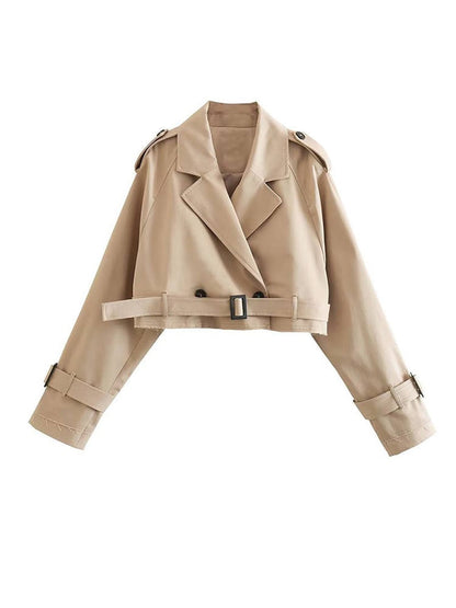 Norvielle Damen Trenchcoat Beige Kurz - Norvielle