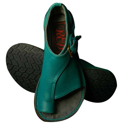 Damen Flache Sandalen Schnalle Leder