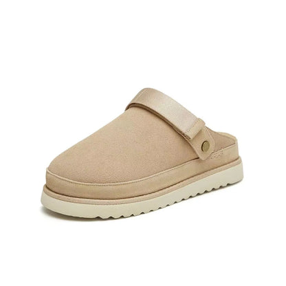 Naloa Damen Suede-Clogs mit Fersenriemen Weich Schwarz - Norvielle
