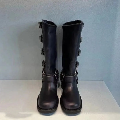 Damen Bikerstiefel Laufsohle Schaft