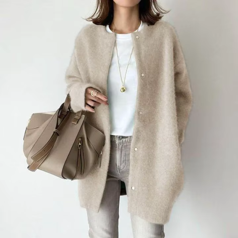 Norvielle Damen Strickjacke Knopfverschluss