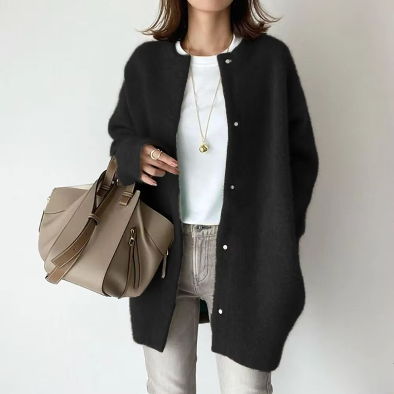 Norvielle Damen Strickjacke Knopfverschluss