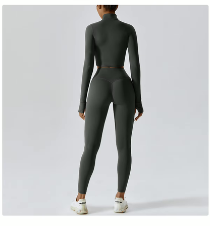 Damen Sportset 3-teilig Weste Oberteil Hose