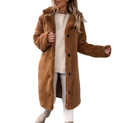 Norvielle Damen Teddymantel Lang Gefüttert Warm