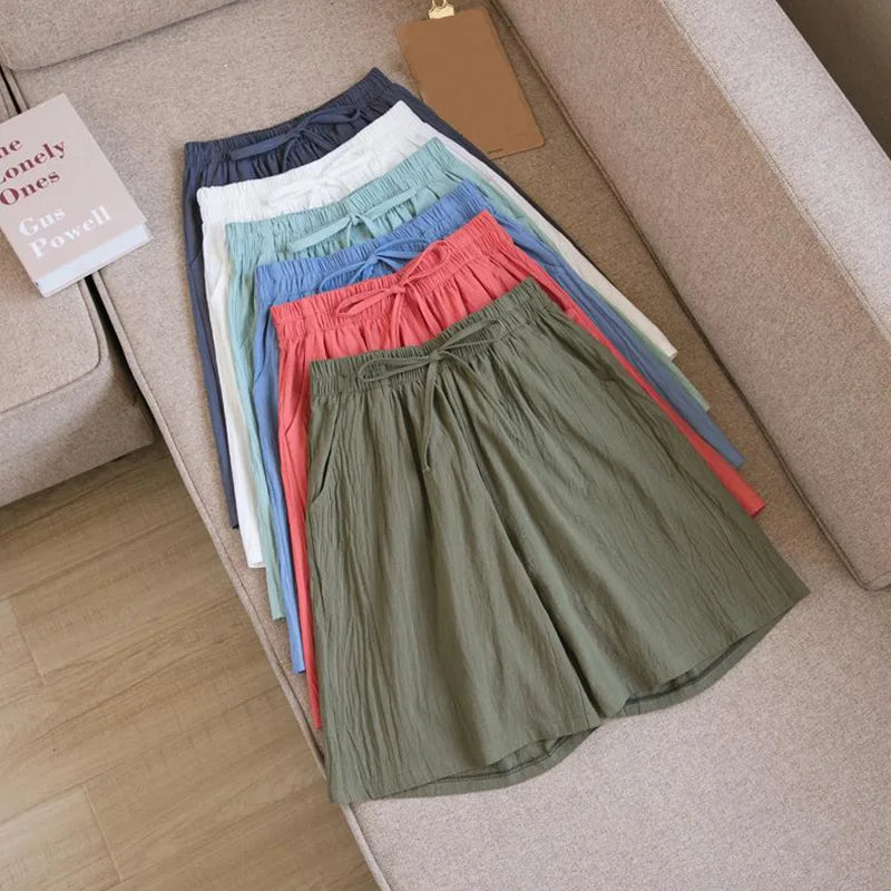 Norvielle Damen Baumwoll Shorts Knielang Beige - Norvielle