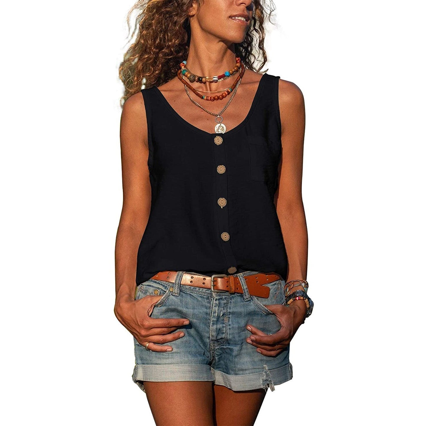 Damen Modetanktop Ibiza aus Baumwolle Elegant Weiß
