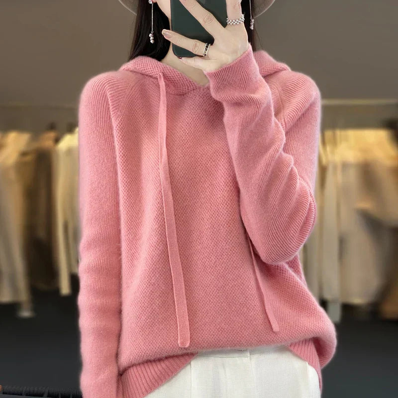 Damen Pullover Merinowolle Weich Beige