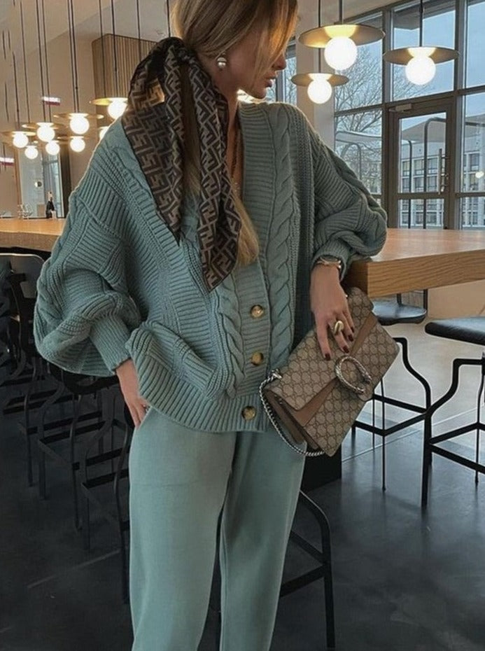 Norvielle Damen Cardigan Set aus Wolle