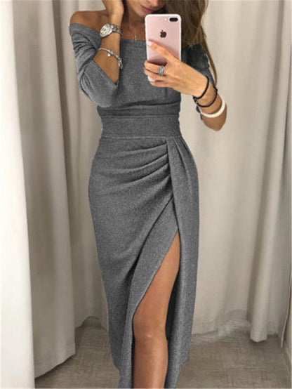 Norvielle Damen Glänzendes Abendkleid