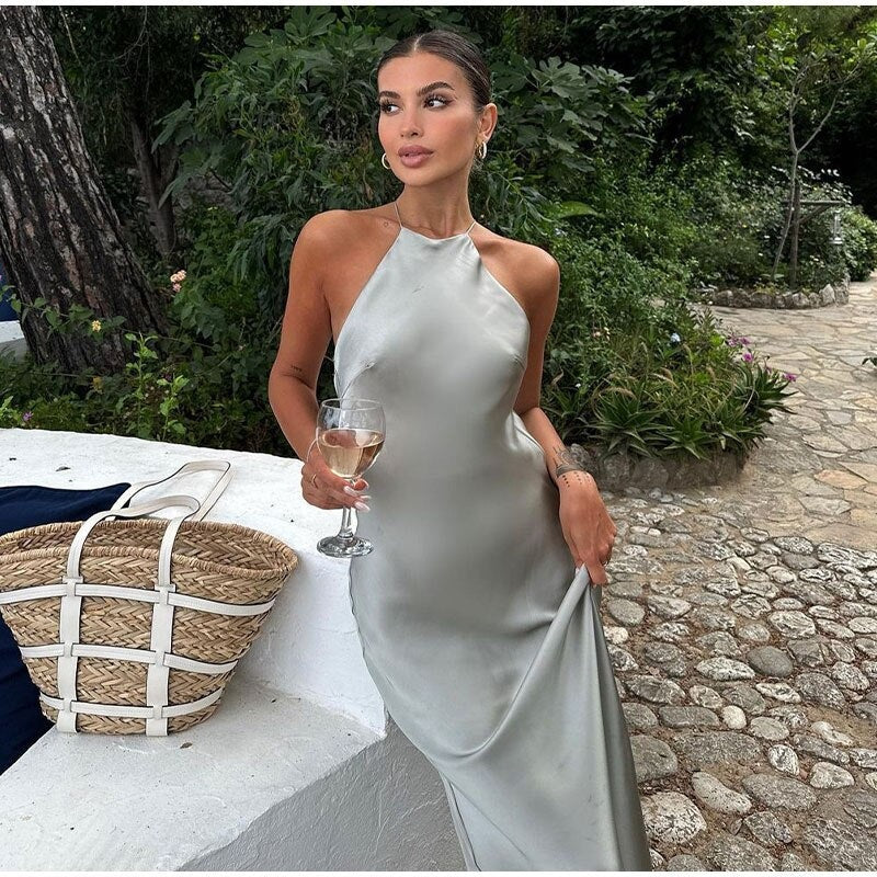 Damen Ärmelloses Kleid Offener Rücken - Norvielle