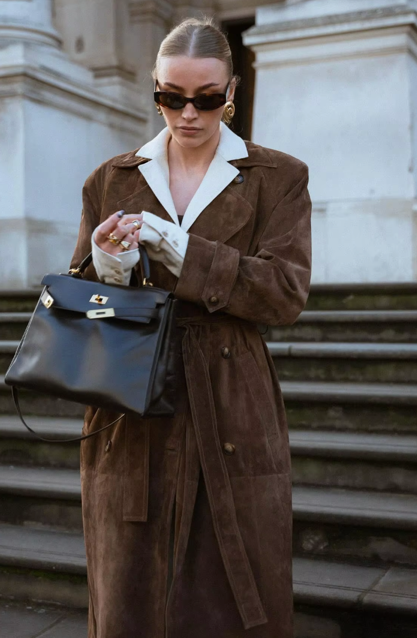 Lilu Damen Wildleder Trenchcoat