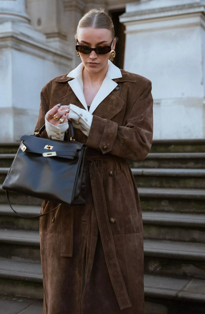 Lilu Damen Wildleder Trenchcoat