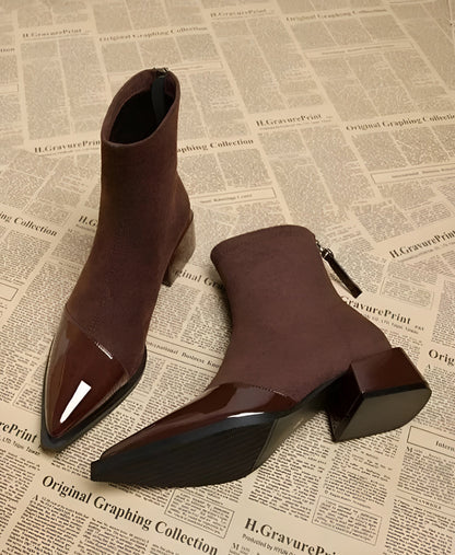 Damen Winter-Ankle-Boots Mit Blockabsatz Schwarz - Norvielle
