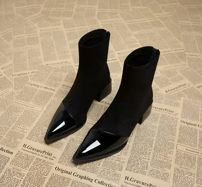 Damen Winter-Ankle-Boots Mit Blockabsatz