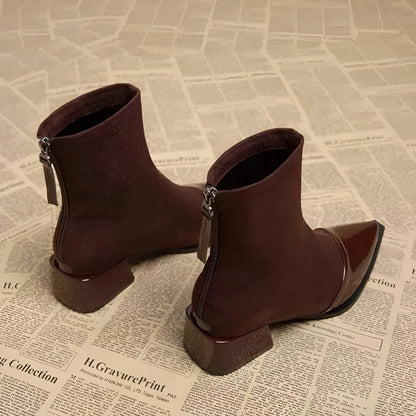 Damen Winter-Ankle-Boots Mit Blockabsatz