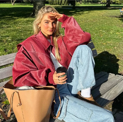 Damen Jacke Weite Passform Rot