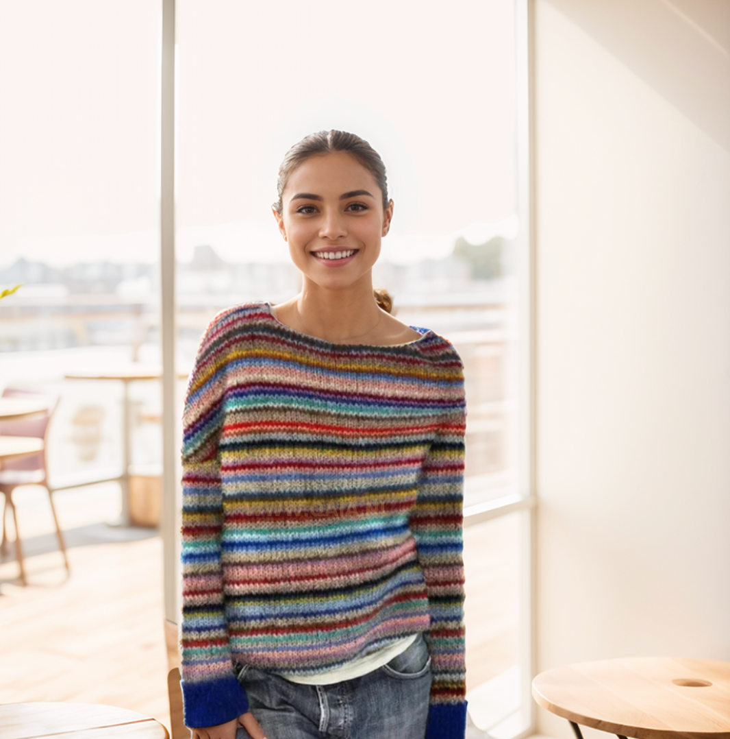 Fair-Isle-Pullover Damen Gemütlich Wollig