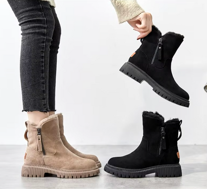 Damen Stiefeletten Warm Fellfutter Chunky Sohle