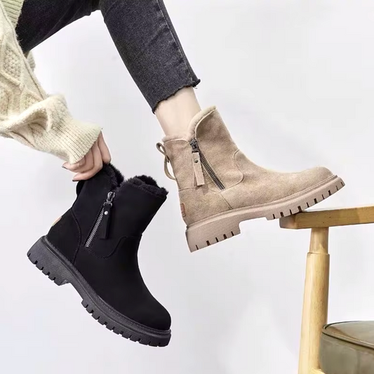 Damen Stiefeletten Warm Fellfutter Chunky Sohle - Norvielle