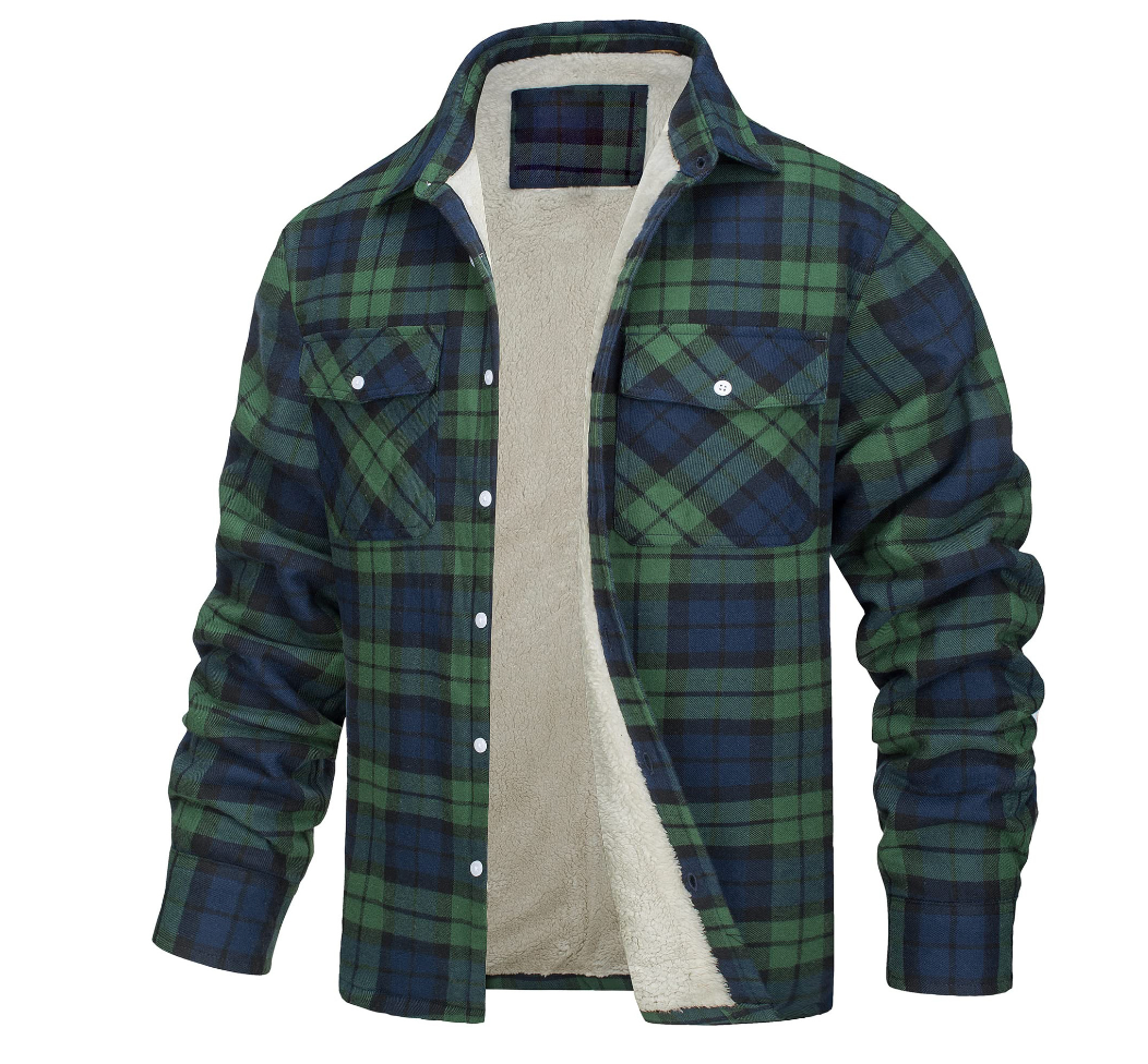 Herren Karierte Sherpa-Futterjacke