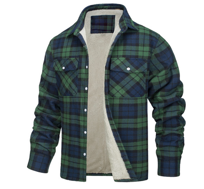 Herren Karierte Sherpa-Futterjacke