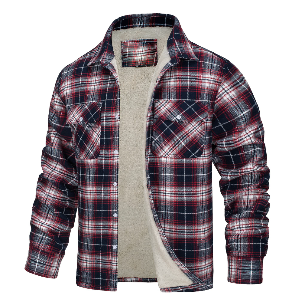 Herren Karierte Sherpa-Futterjacke