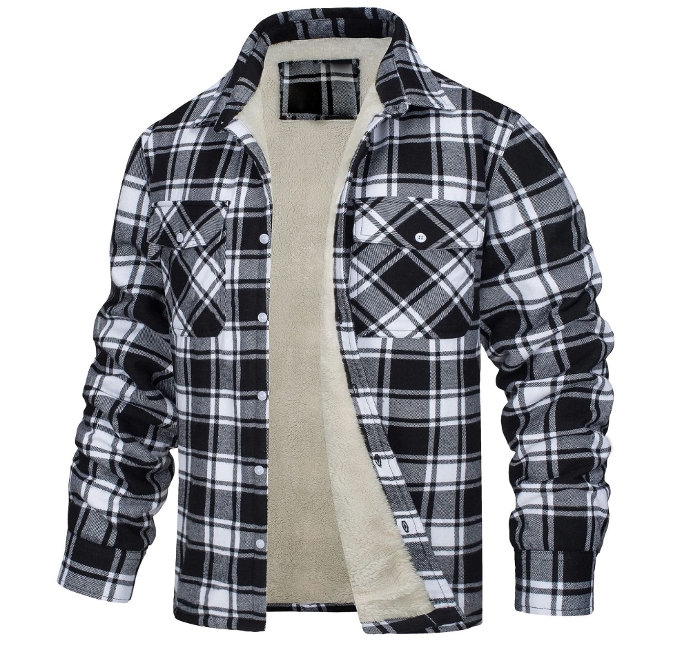 Herren Karierte Sherpa-Futterjacke