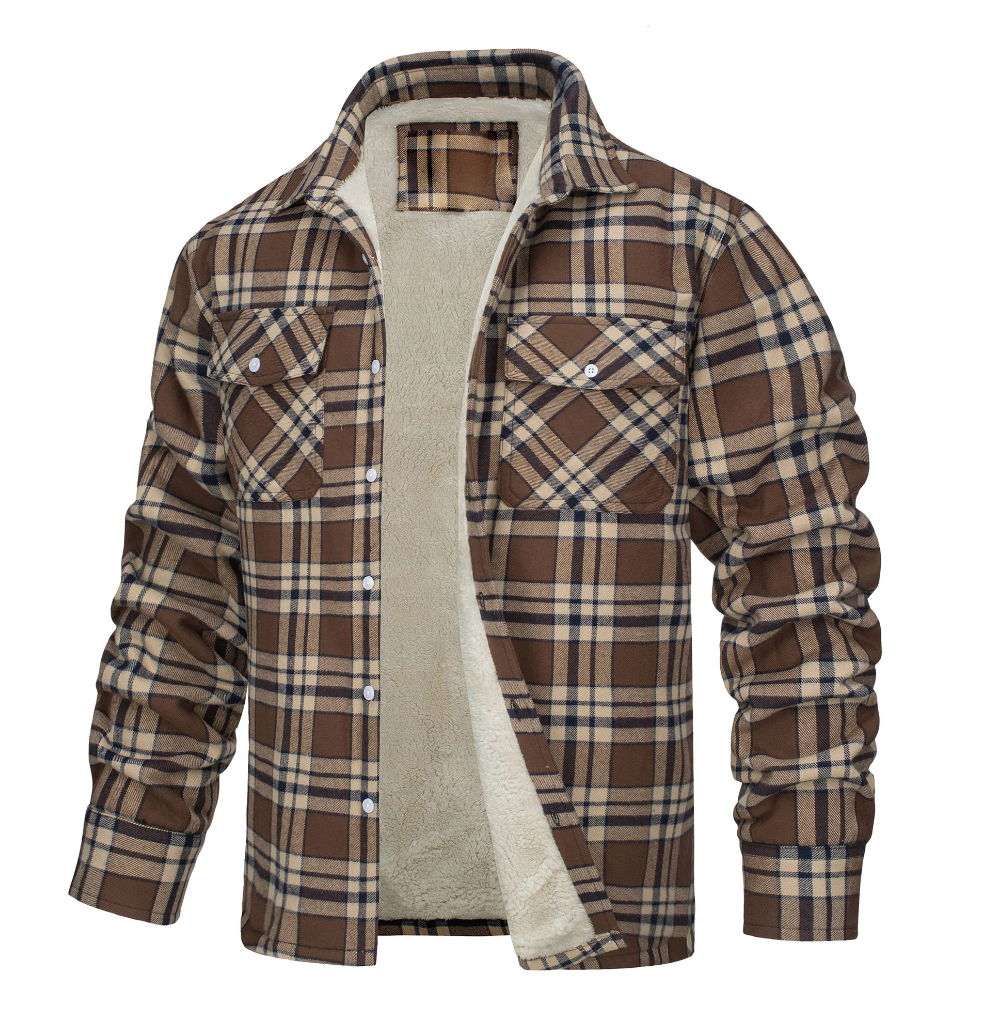 Herren Karierte Sherpa-Futterjacke