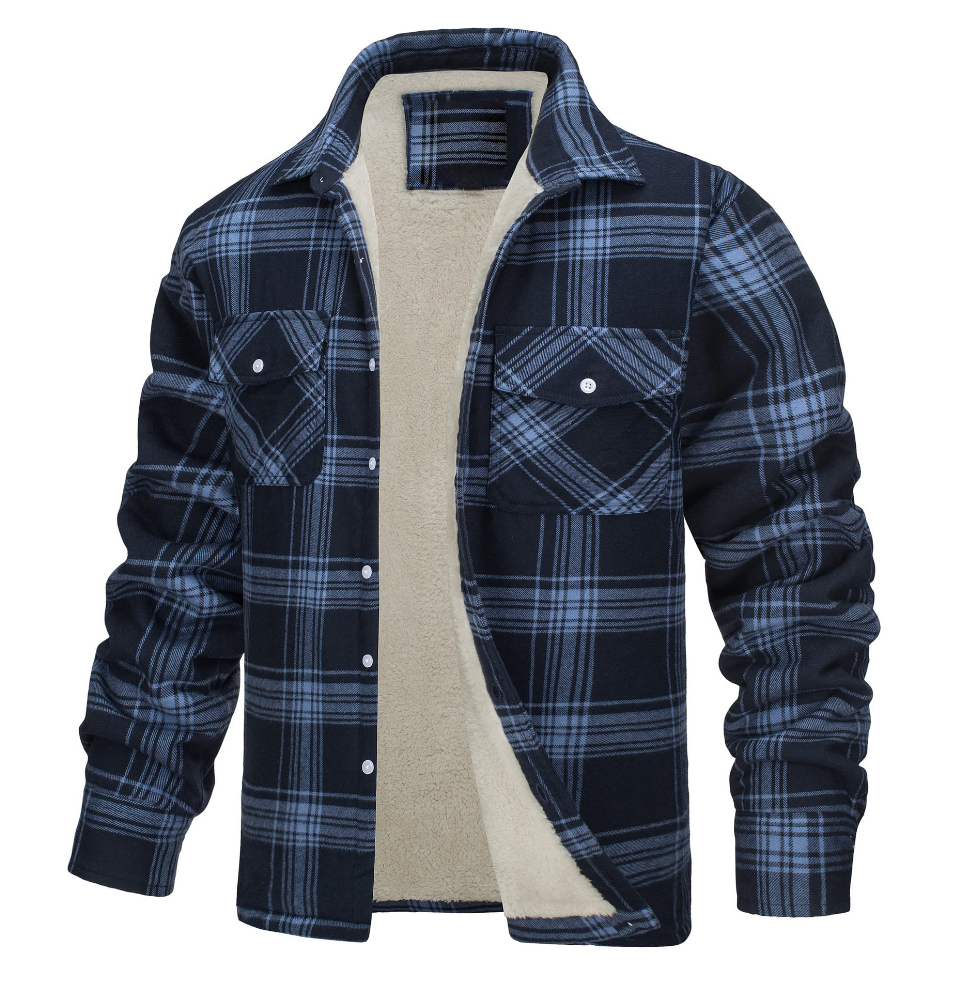 Herren Karierte Sherpa-Futterjacke